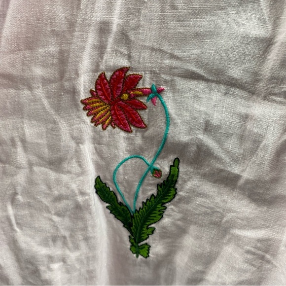 Linen NoLoGo Linen Chic Small / Medium Floral Pintuck Midi Tunic Dress Embroider - Picture 4 of 10